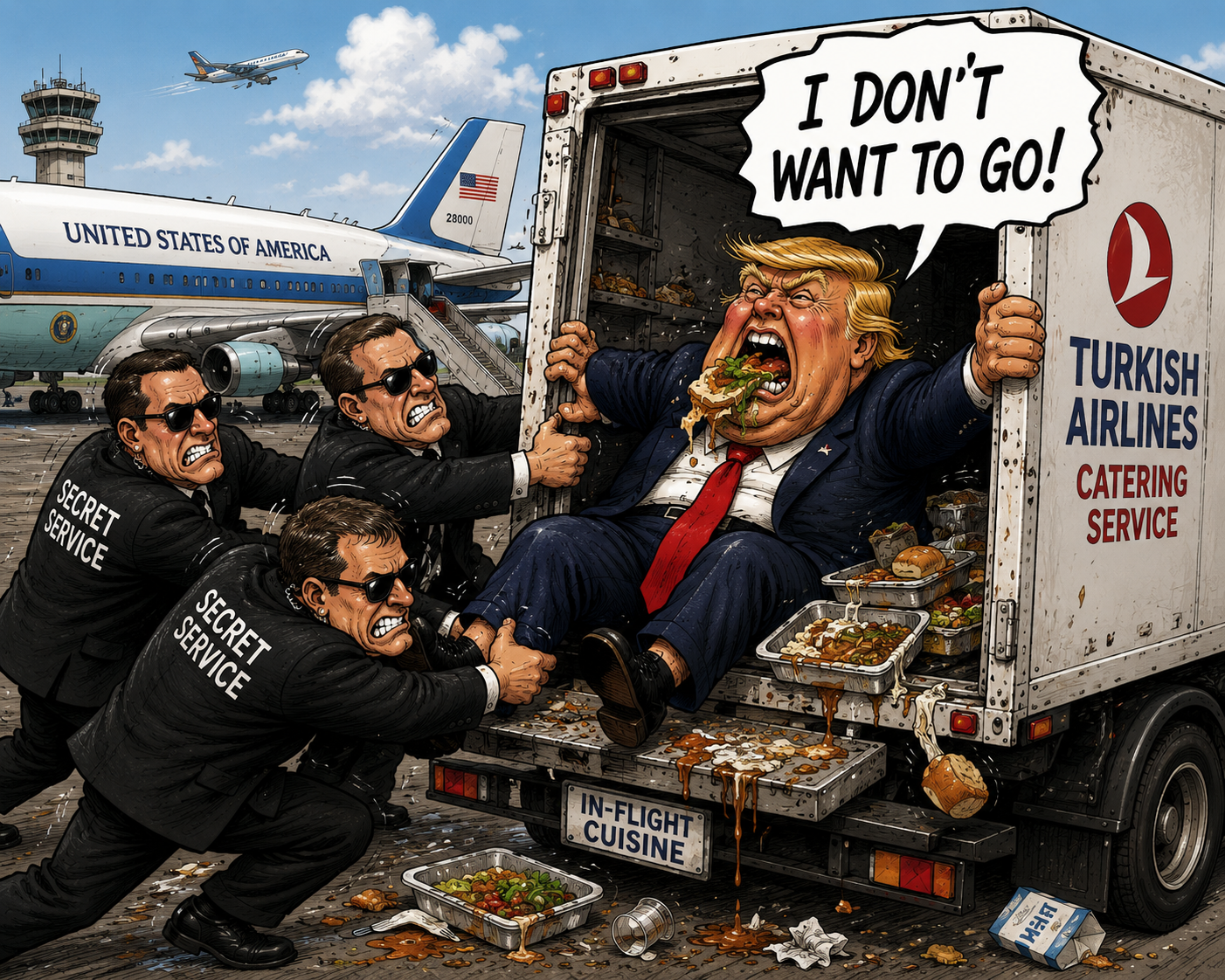 Airport catering-truck satire