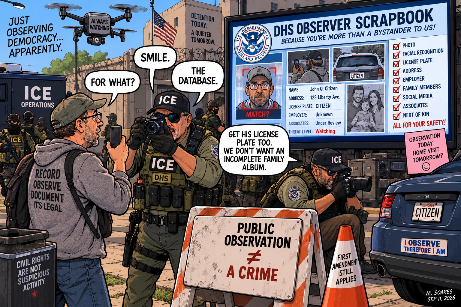 An ICE observer discovers DHS is building a database of the people watching its agents.