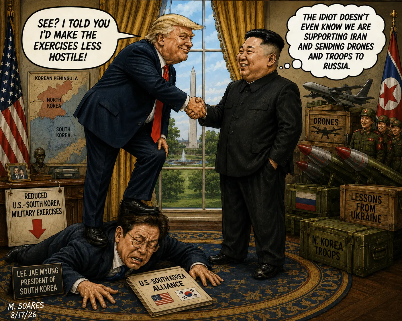 Trump promises friendlier military exercises while South Korea pays the price and North Korea smiles.