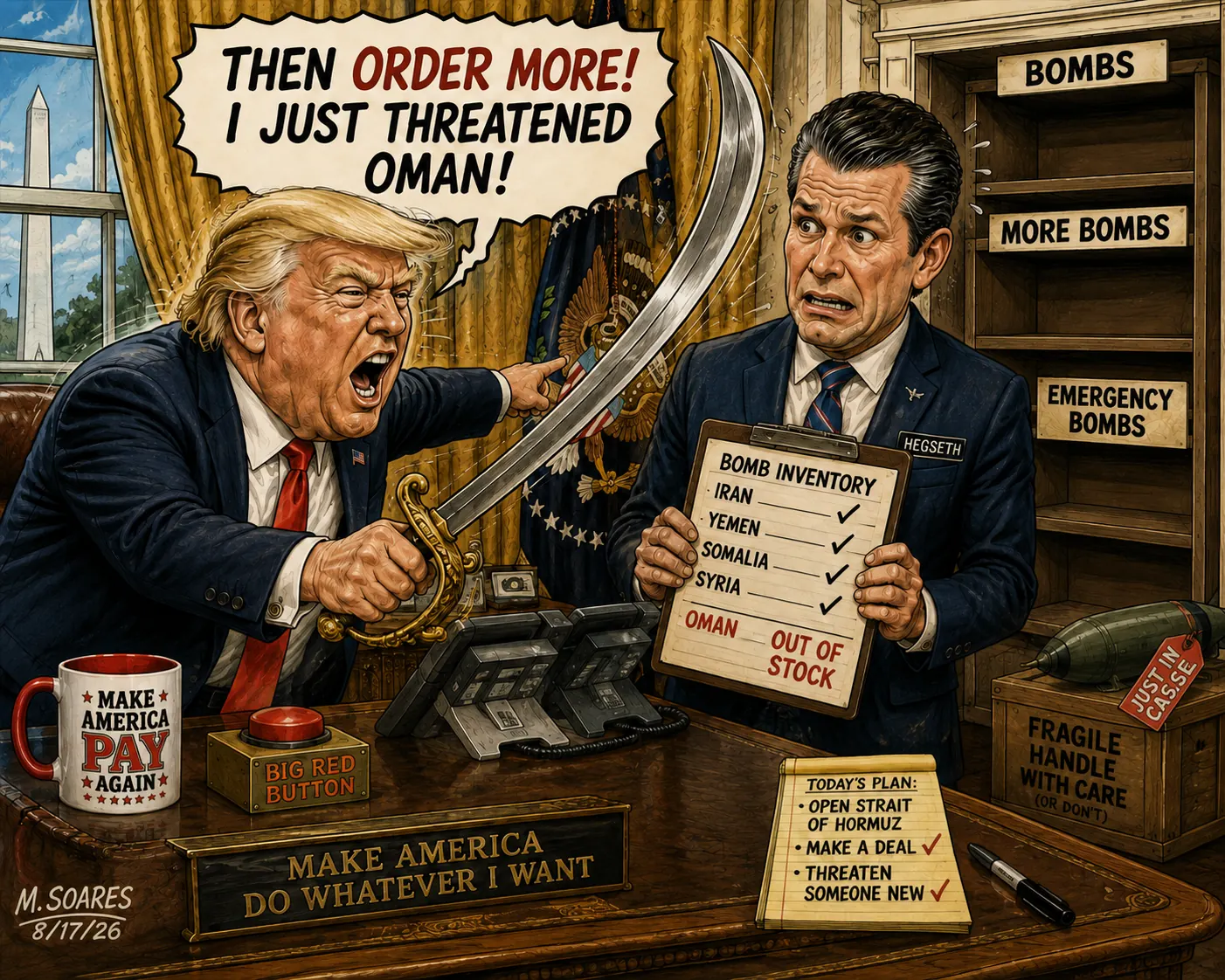 A dwindling bomb inventory collides with Donald Trump’s appetite for another military threat.