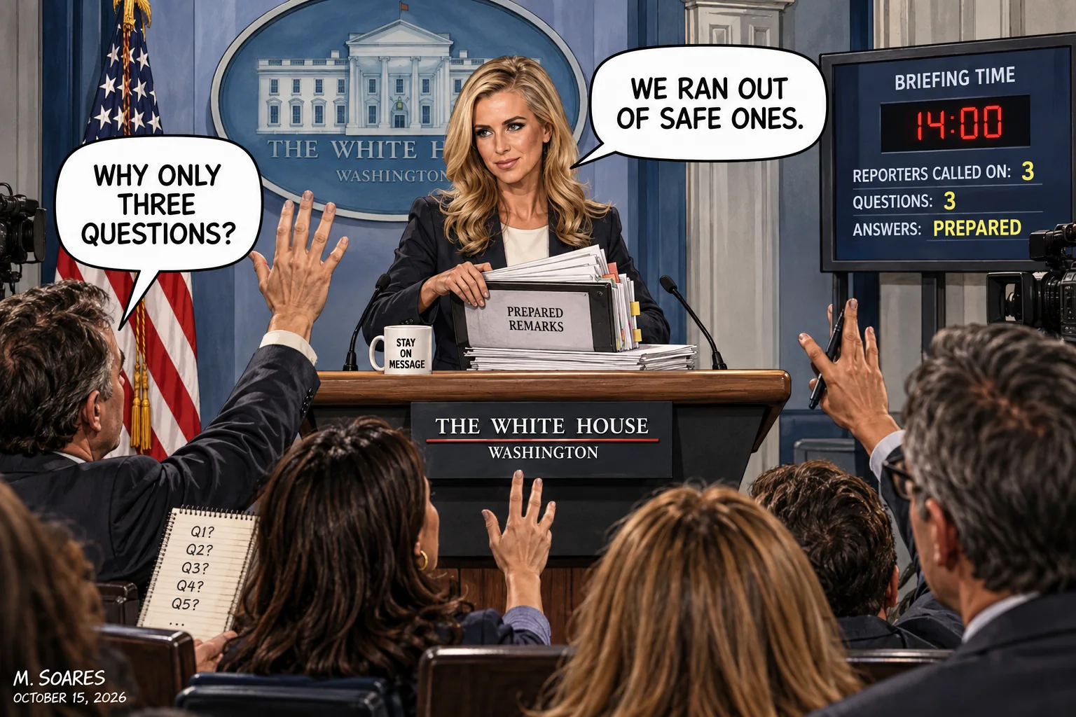 Katie Zacharia ends her White House briefing after just three questions and fourteen minutes.